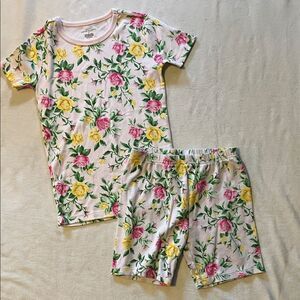 Janie and Jack Kids Pajama Set - Pink and Yellow Floral